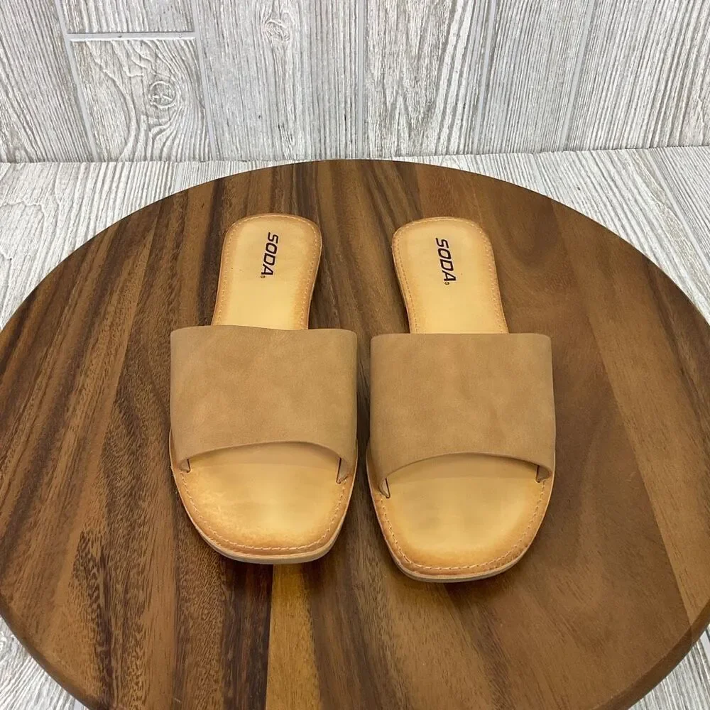 Soda Women's Size 11 Brown Suede Air Way Slip On Sandals Slides